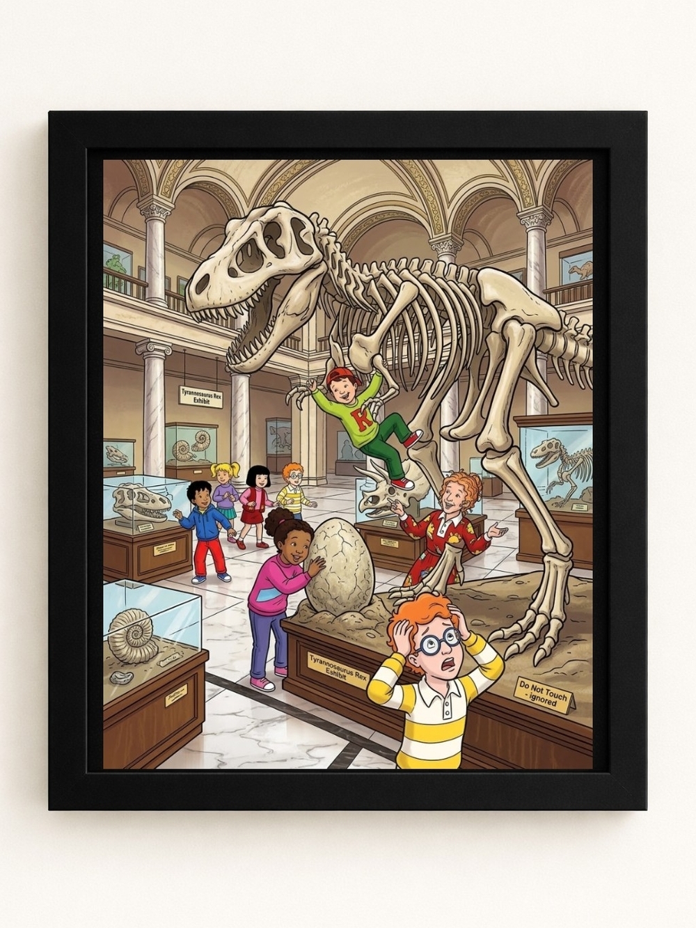 Children's Museum Dinosaur Skeleton A.I. Art Print - 8x10 Frame
